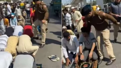 Polisi India Terekam Kamera Tendang Jamaah Muslim Yang Sedang Sholat di Delhi